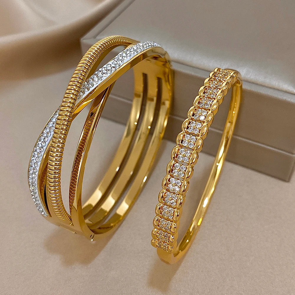 ✨ Rhinestone Open Cuff Bracelet Set