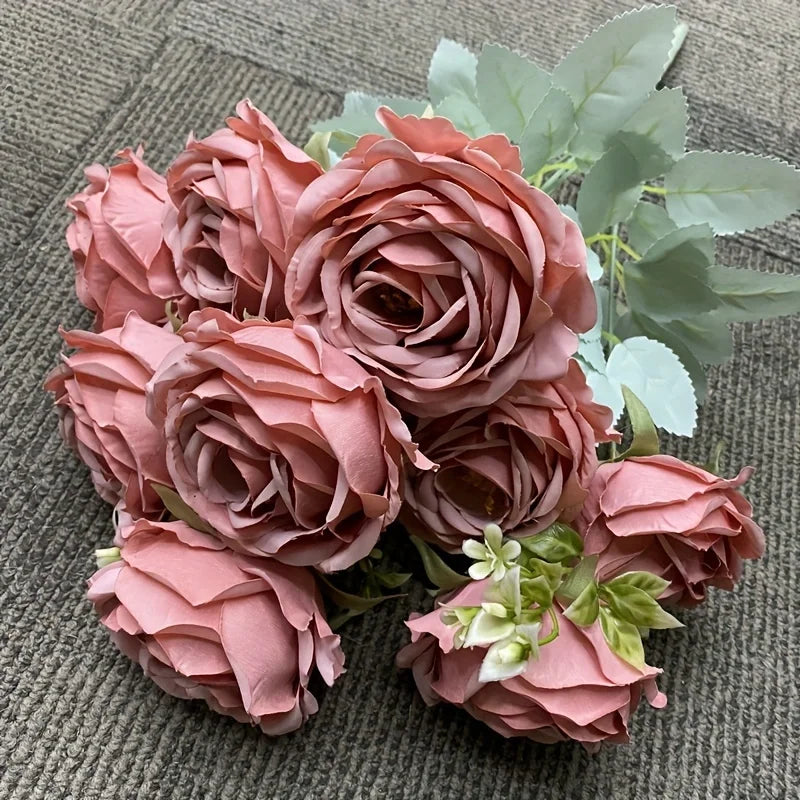9-Head Artificial Rose Bouquet