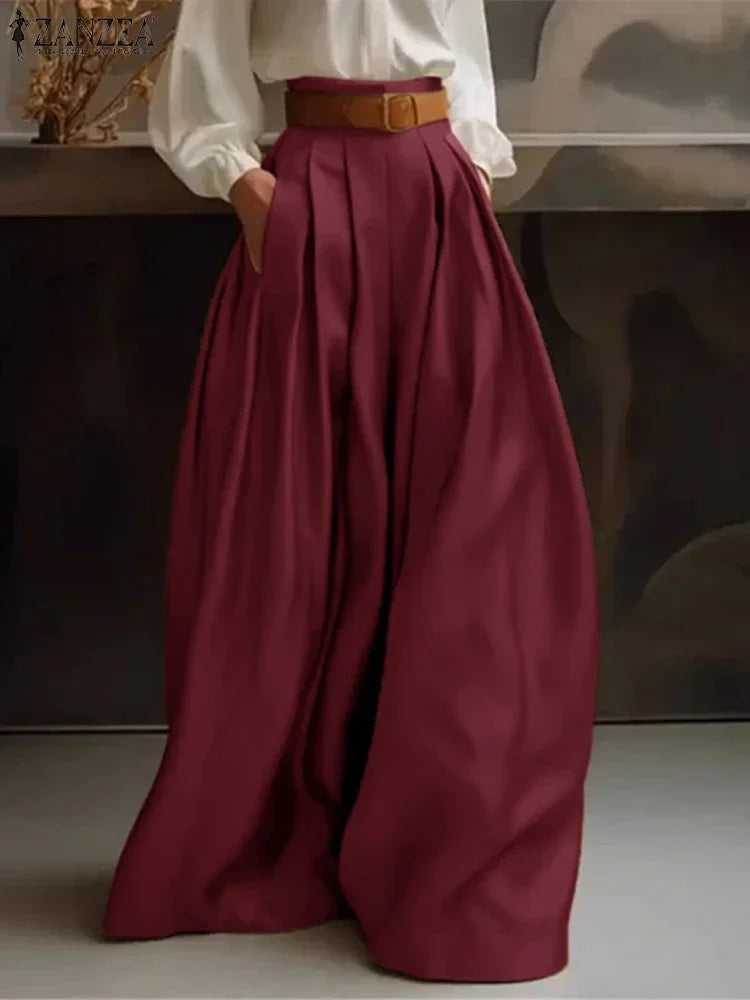 Satin High Waist Wide-Leg Trousers
