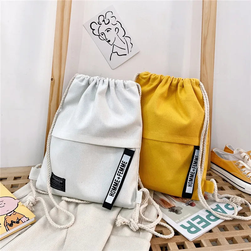 Simple Canvas Drawstring Bag