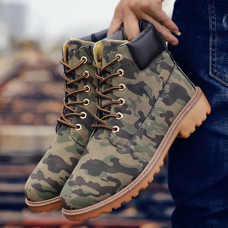 Unisex Leather High-Top Boots
