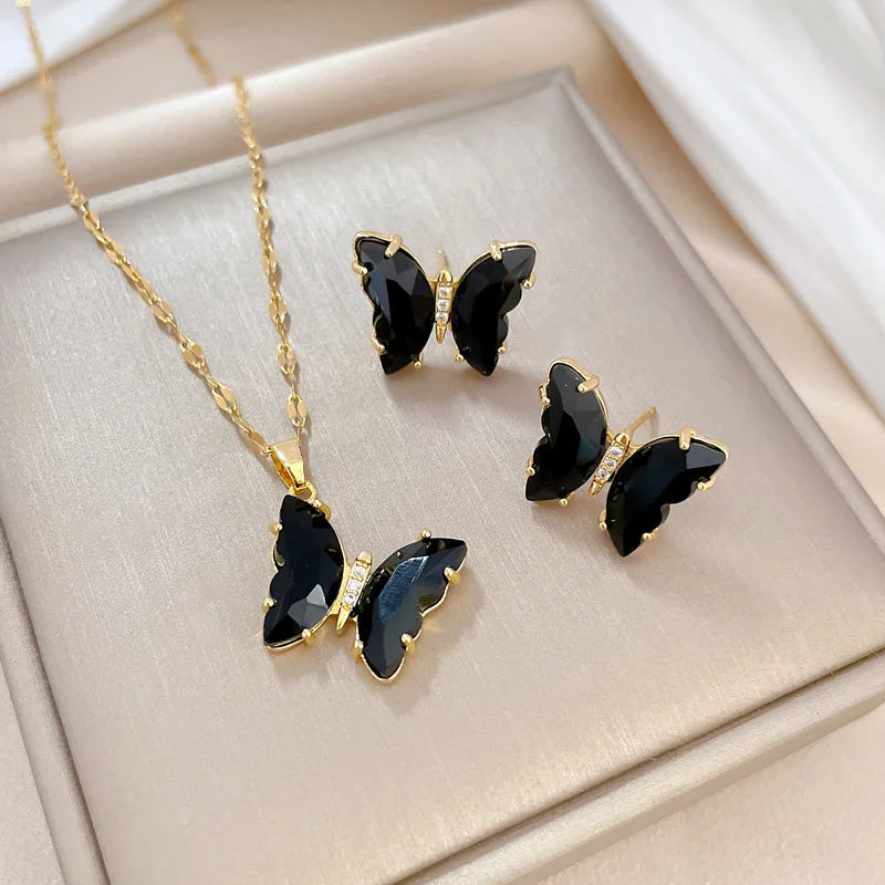🦋 Butterfly Crystal Jewelry Set