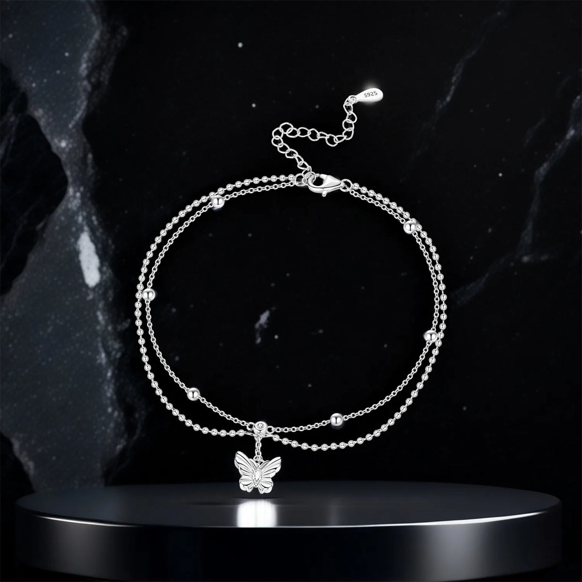 925 Silver Butterfly Chain Anklet