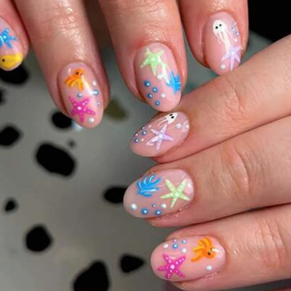 24-Piece 3D Pearl Flower Press-On Nails