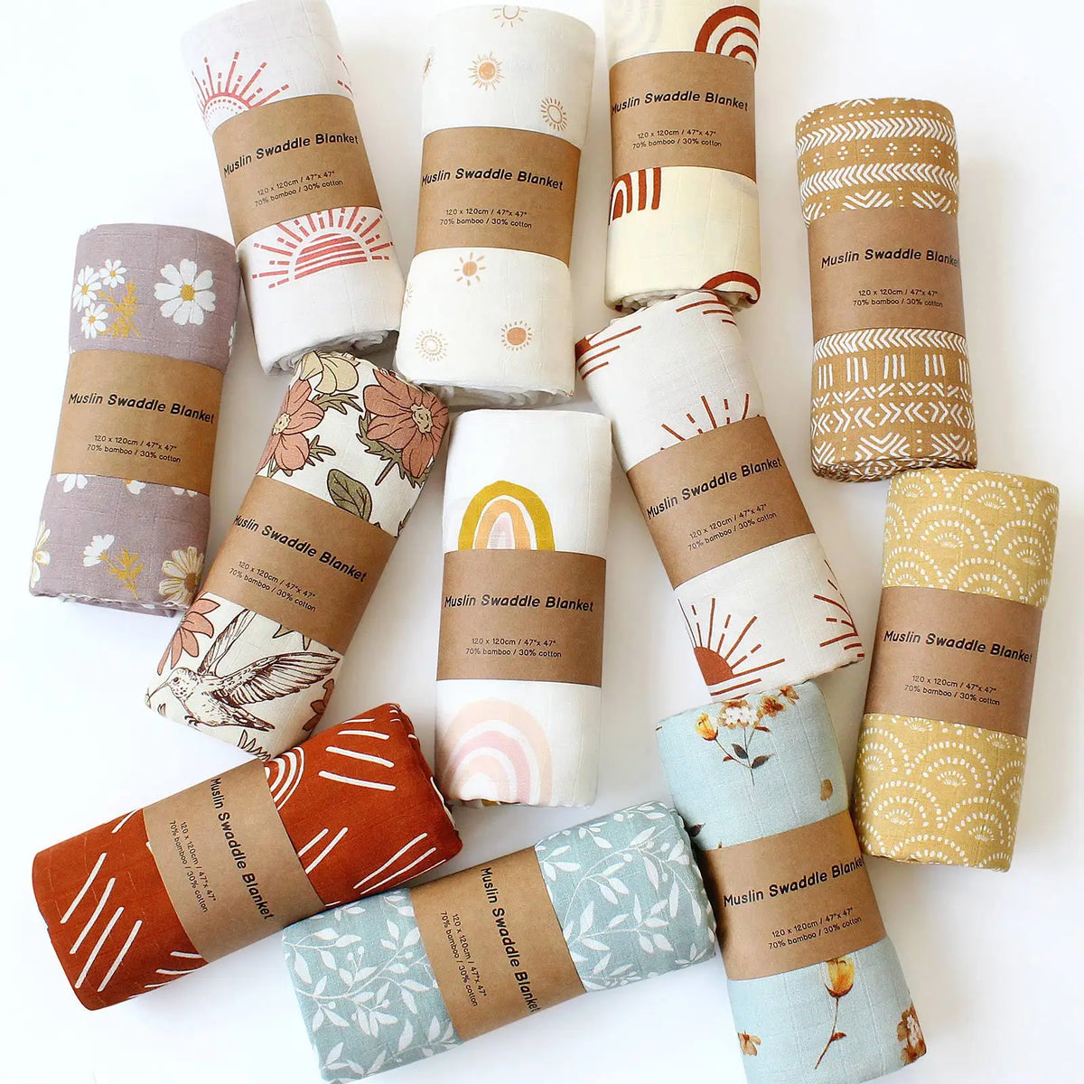 Bamboo Muslin Baby Swaddle Blanket 120cm