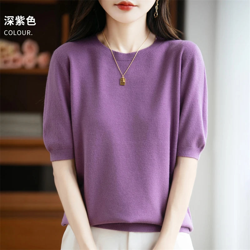 100% Merino Wool Short Sleeve Sweater