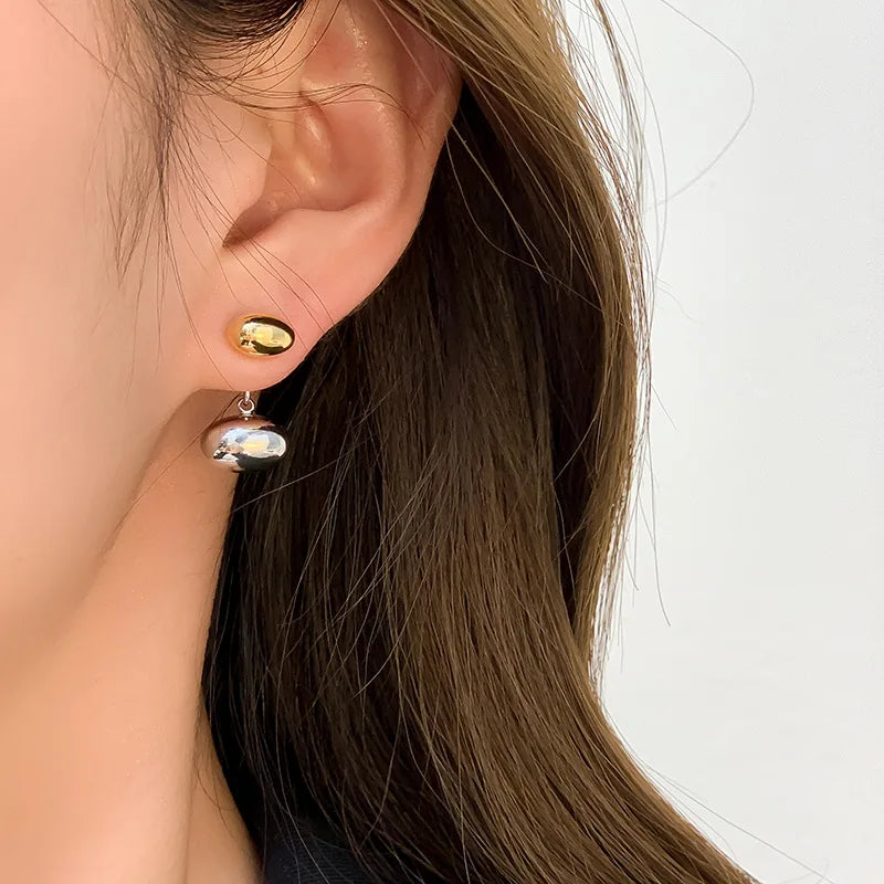2-in-1 Geometric Oval Stud Earrings