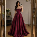 Off-Shoulder Beaded Satin A-Line Gown