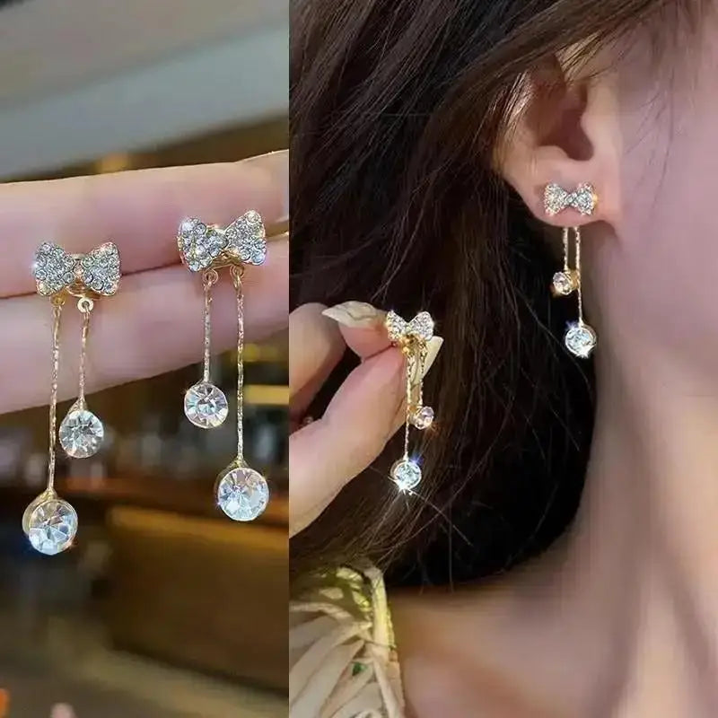 Zircon Pearl Tassel Earrings