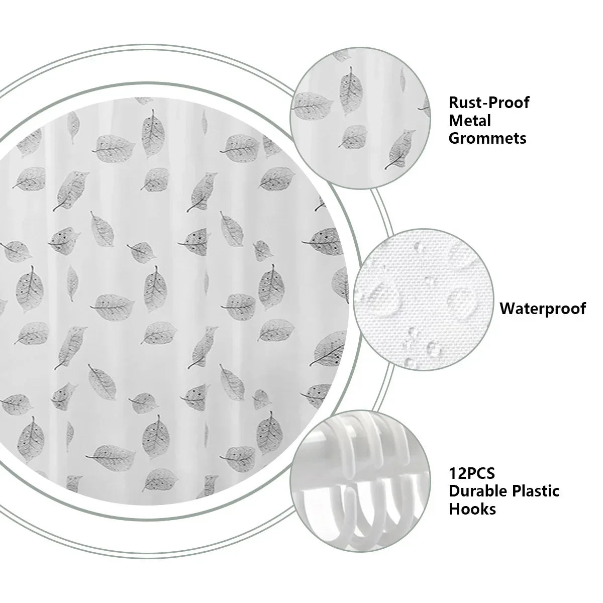 Clear Leaf Pattern Shower Curtain