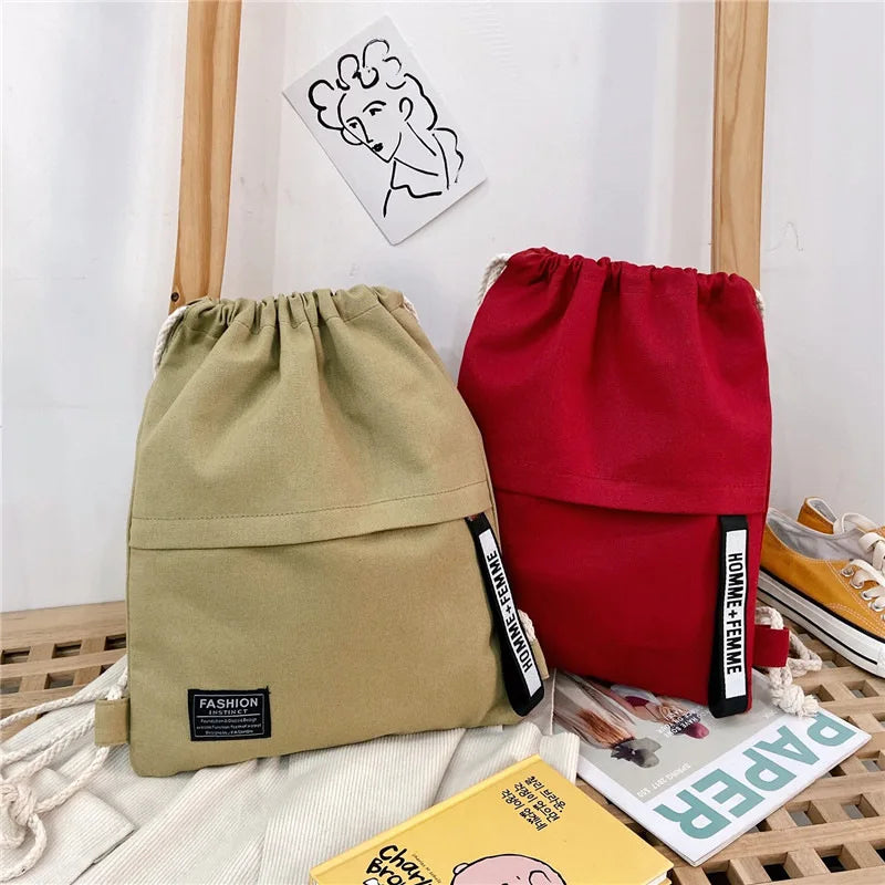Simple Canvas Drawstring Bag