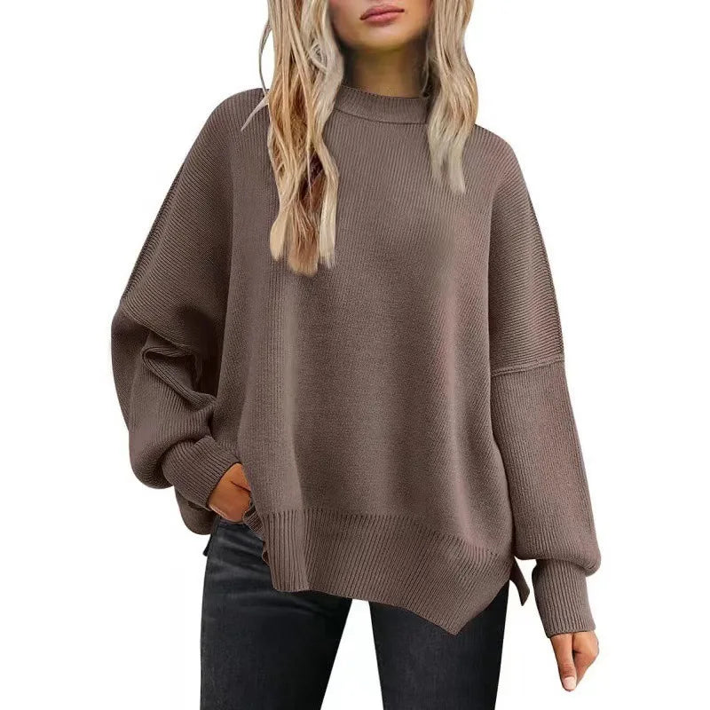 Batwing Sleeve Side Slit Sweater