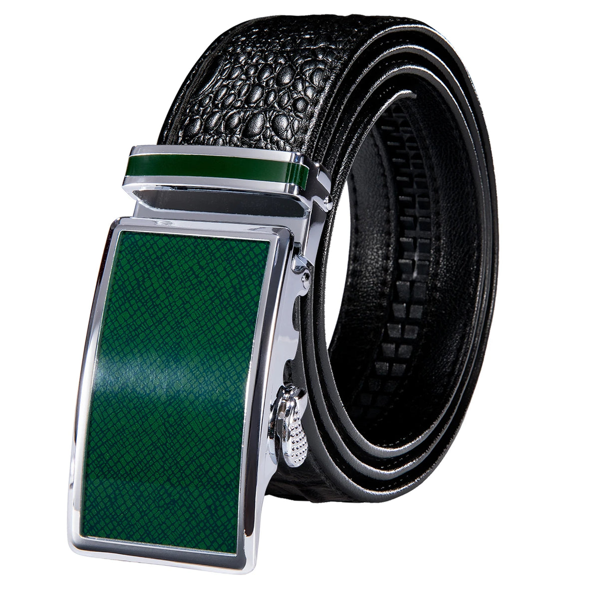 Men's Crocodile Leather Belt with Gold Buckle