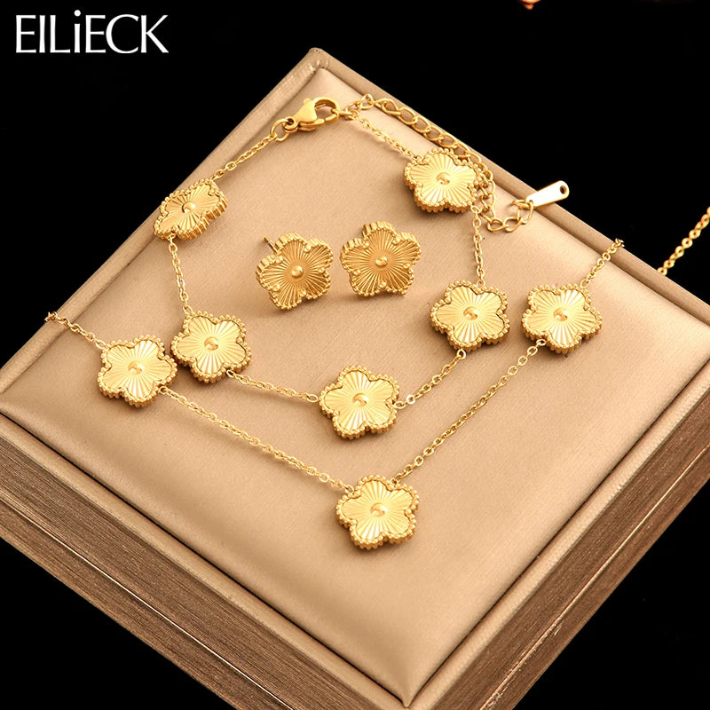 🌸 EILIECK Flower Clover Jewelry Set