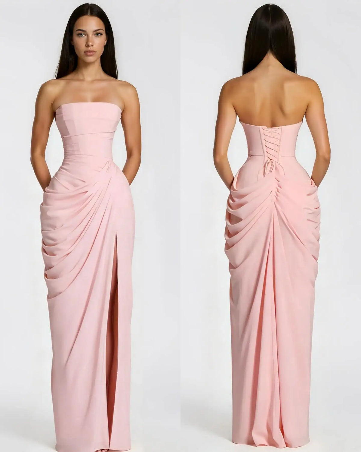 Strapless Side Slit Prom Dress