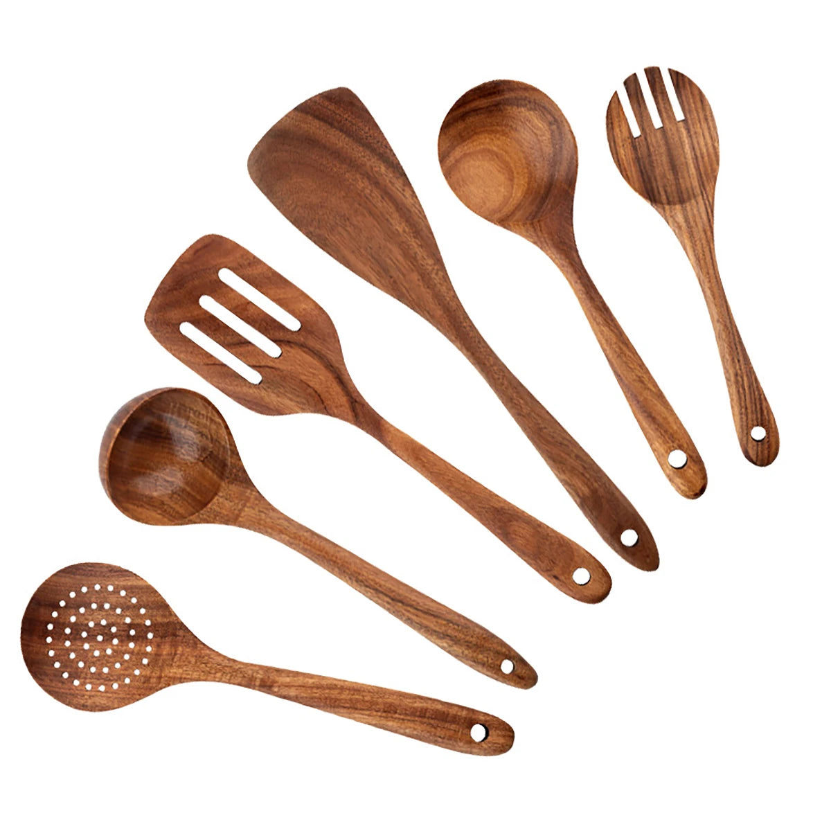 Wooden Cooking Utensil Set with Holder