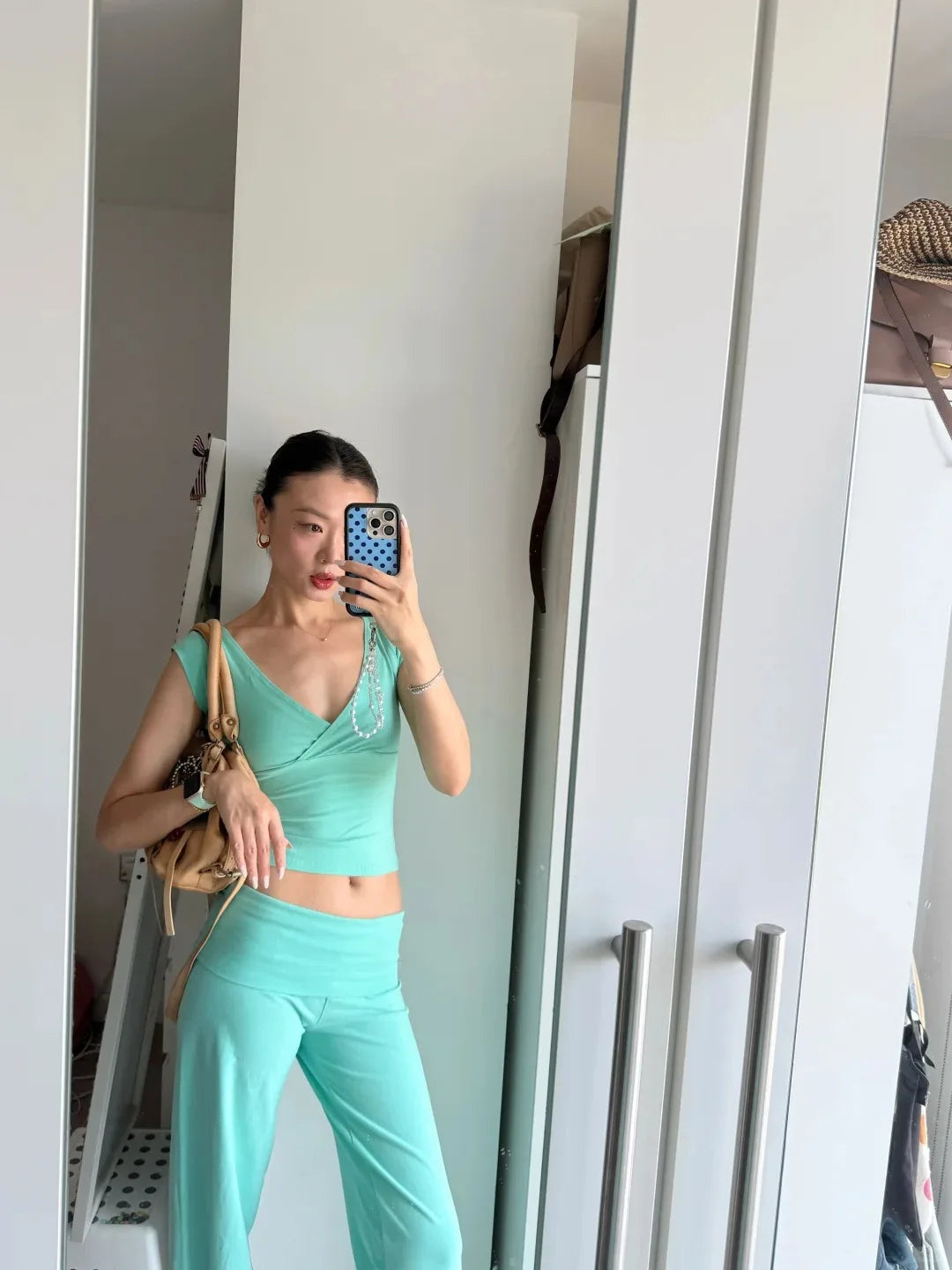 Cross V-Neck Crop Top & Pants Set
