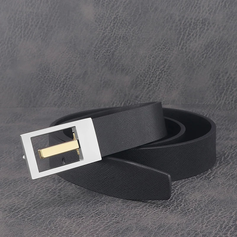 White Leather Belt with Silver Slide Buckle
