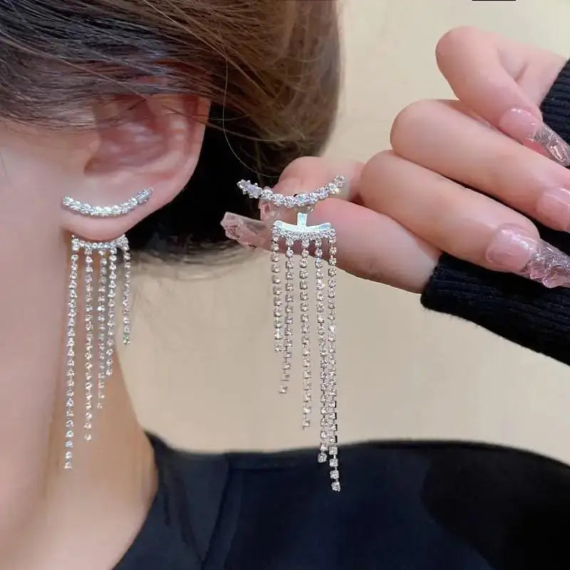 Zircon Pearl Tassel Earrings