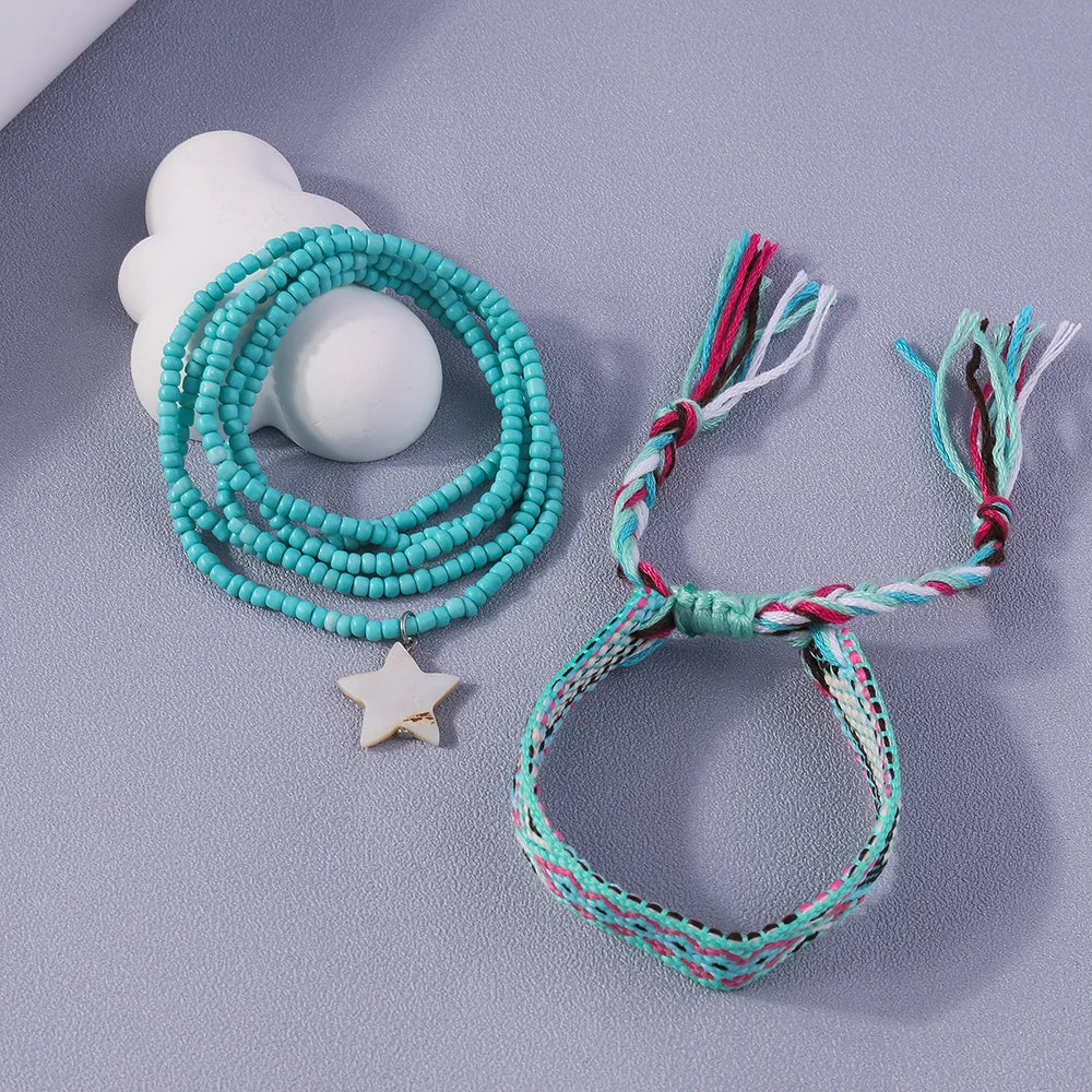 Boho Beaded Star Anklet
