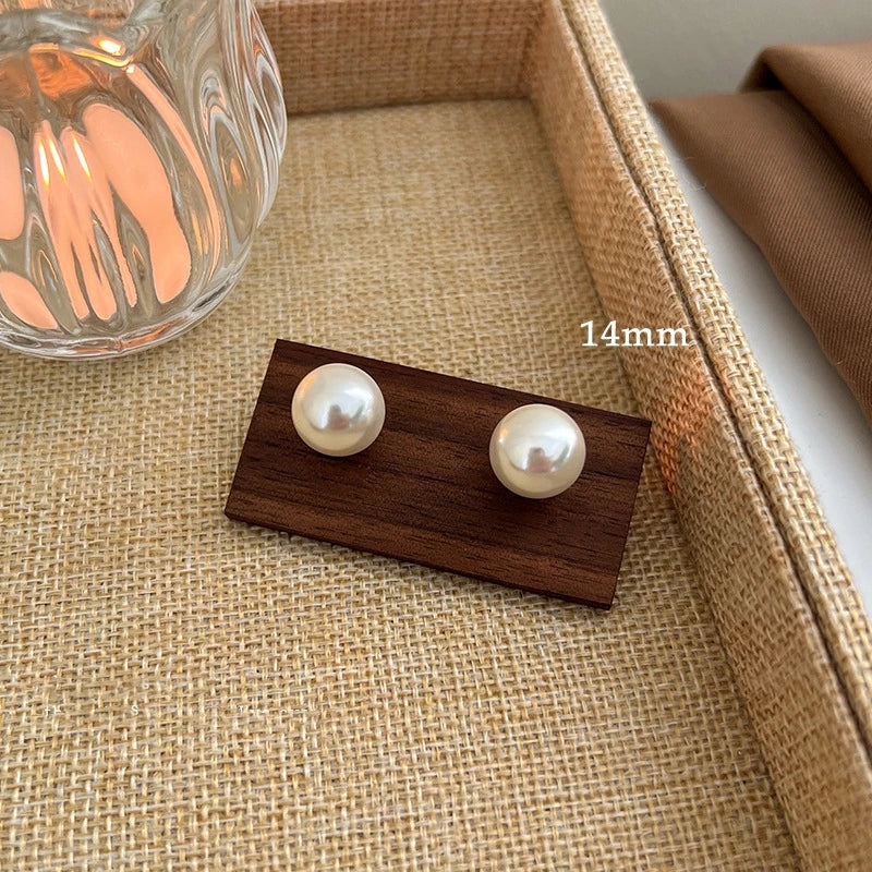 Classic White Pearl Stud Earrings