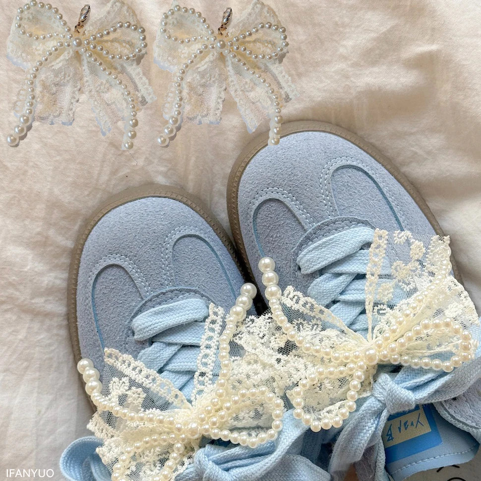 Pearl Bow Shoe Buckle Charms