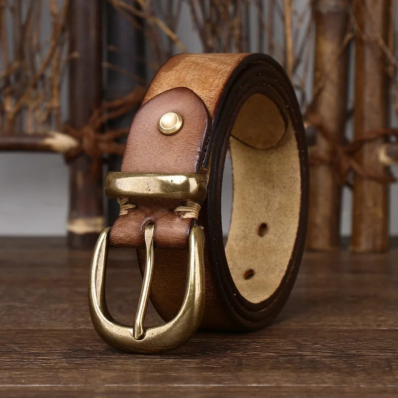 Unisex Retro Leather Denim Belt