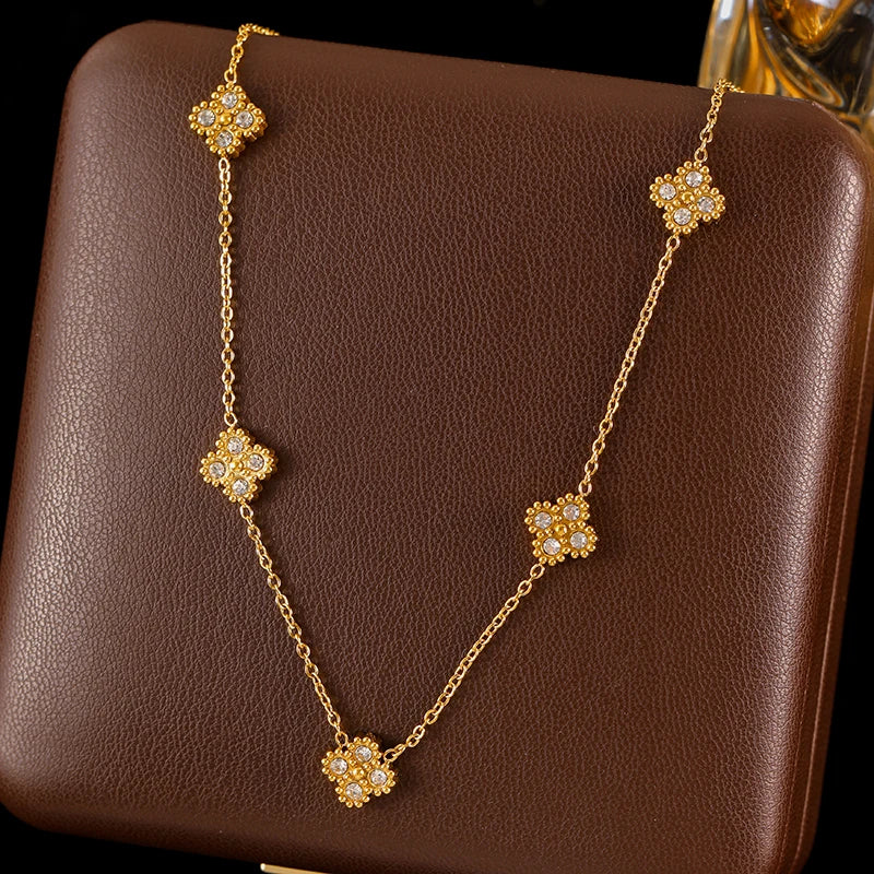 🌸 GANEMLY Flower Zircon Jewelry Set