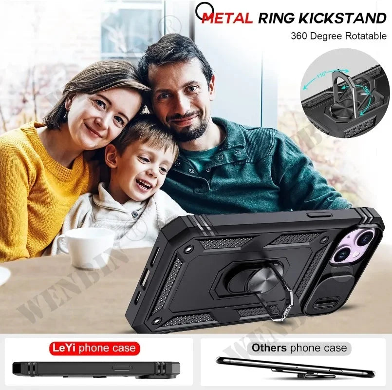 🔄 360° Rotating Kickstand Heavy Duty iPhone Case