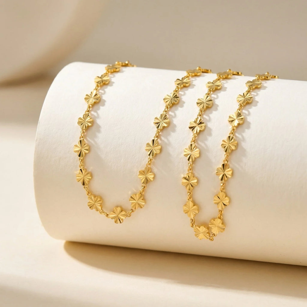 18K Gold Plated Clover Anklet