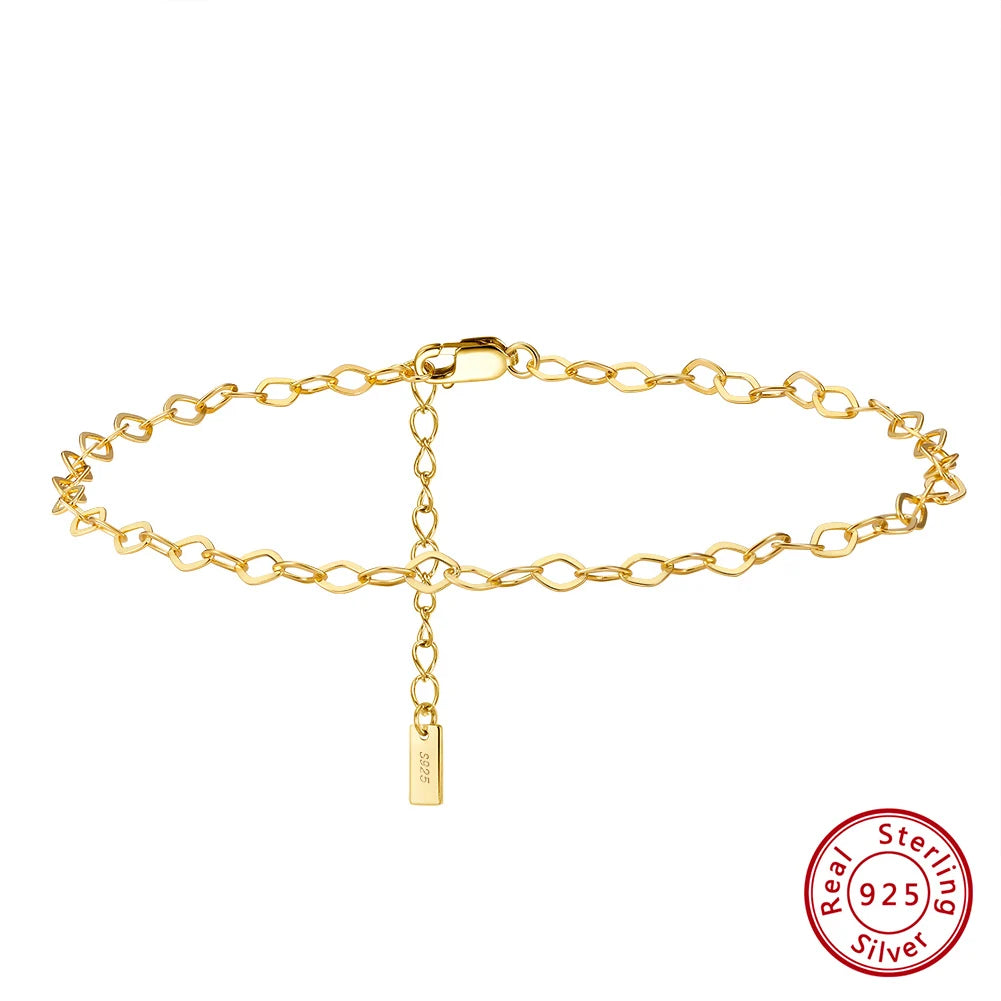 14K Gold 925 Silver Cuban Anklet