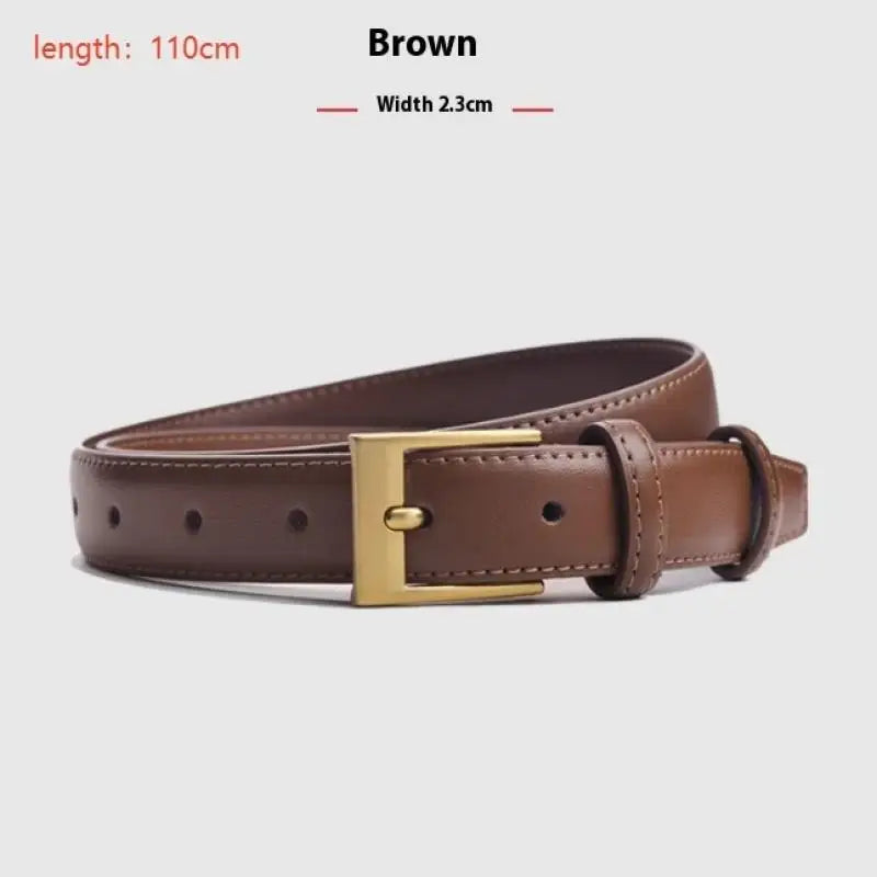Women's Thin Leather Pin Buckle Belt