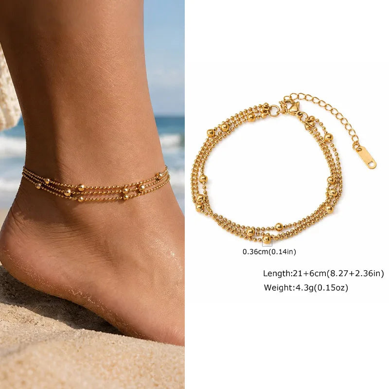 Gold Plated Zircon Layered Anklet