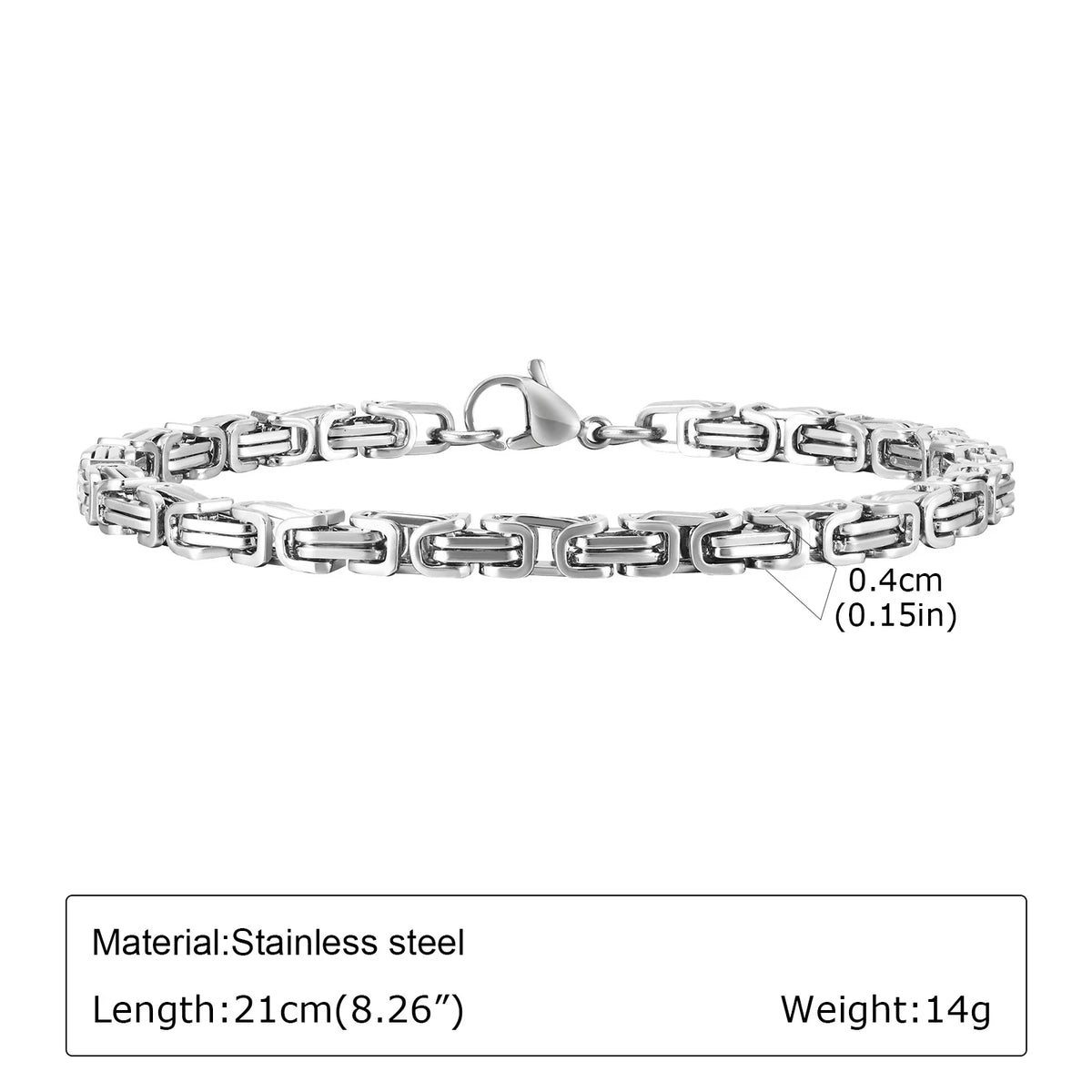 Men's Silver Stainless Steel Chain Bracelet