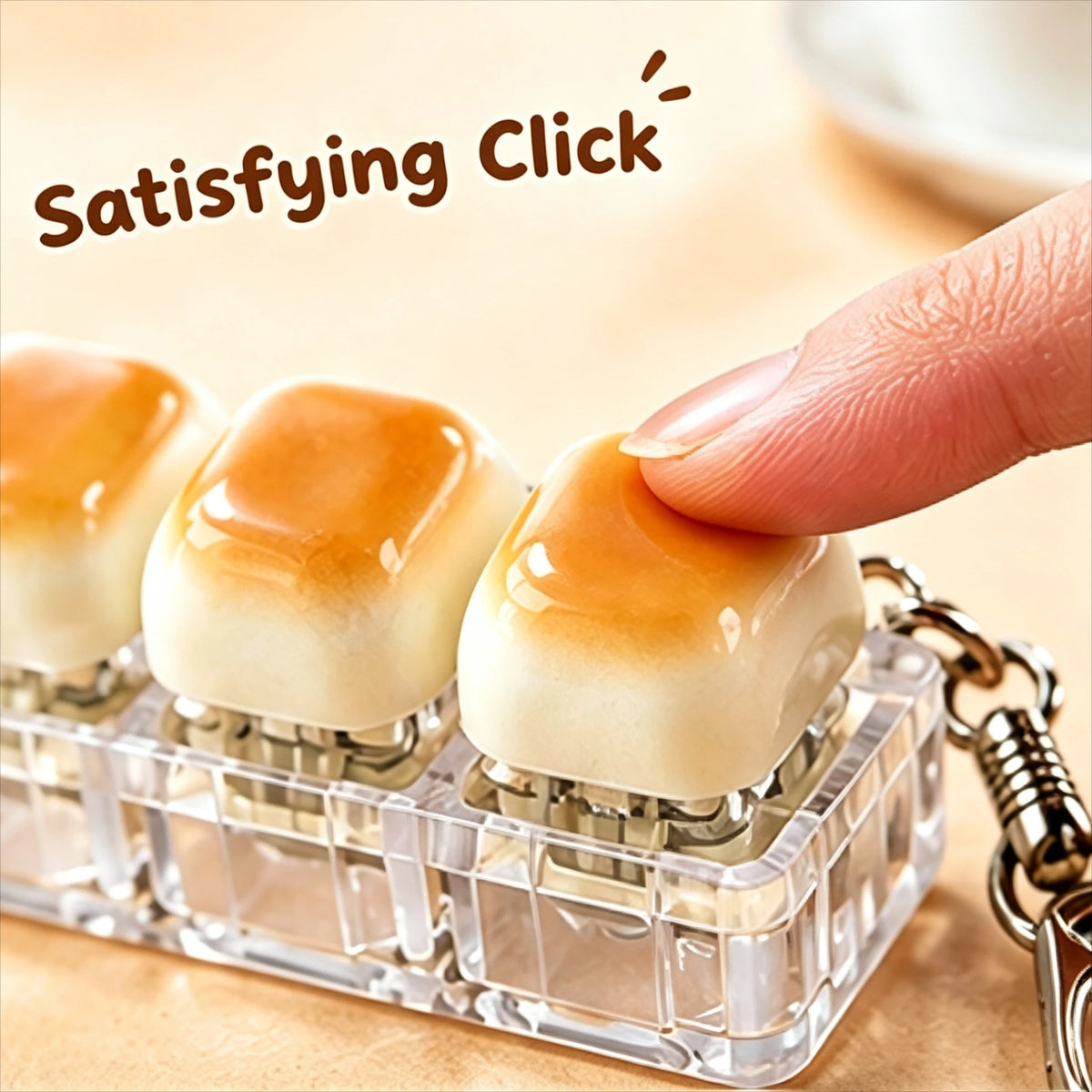 Bread Clicker Fidget Keychain