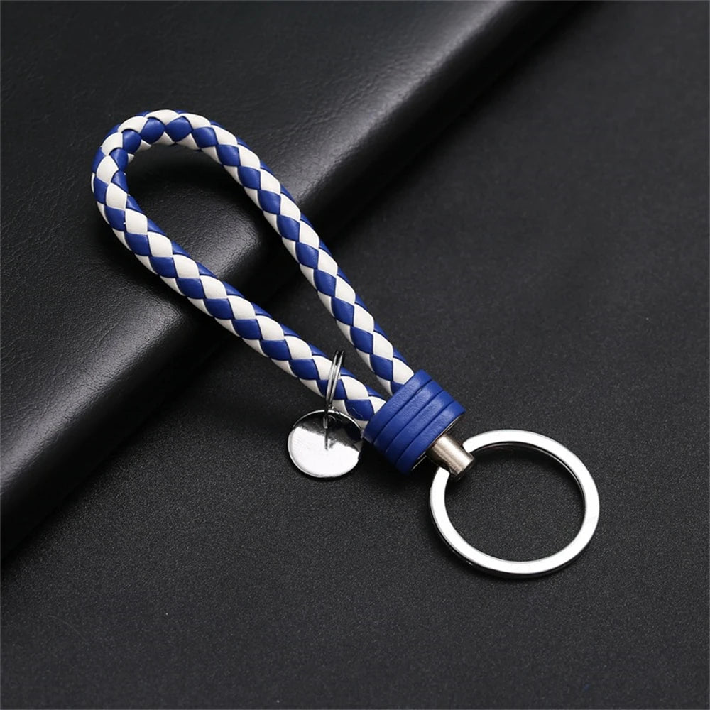Braided Leather Rope Keychain