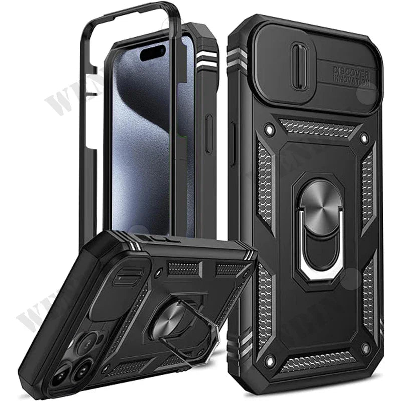 🔄 360° Rotating Kickstand Heavy Duty iPhone Case
