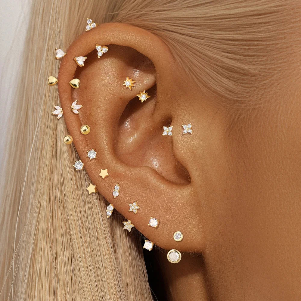 925 Silver Mini CZ Tragus Stud (1 Pc)
