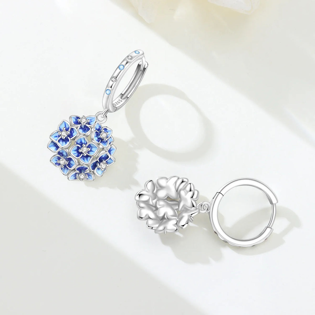 925 Silver Purple Hydrangea Earrings