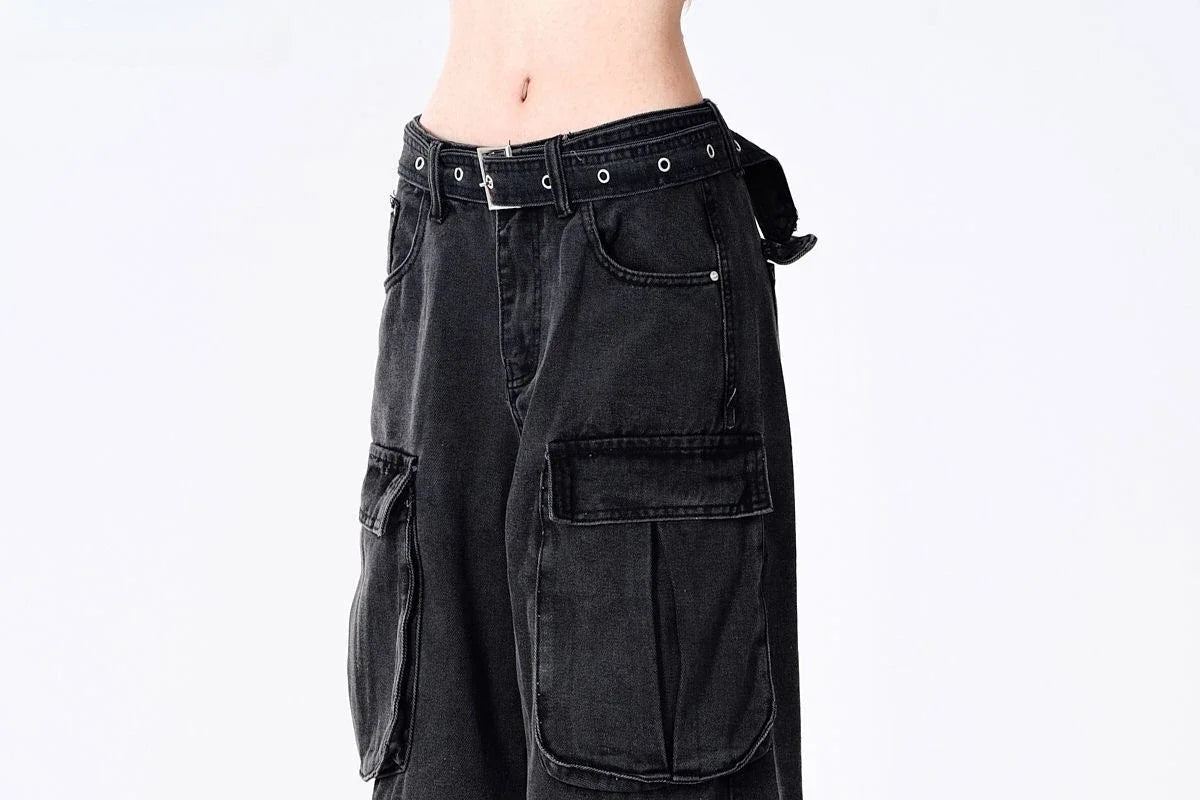 Black Baggy Cargo Jeans