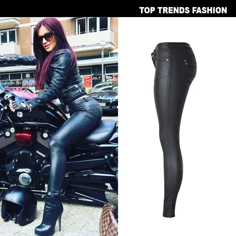 Low Rise Stretch Faux Leather Pants