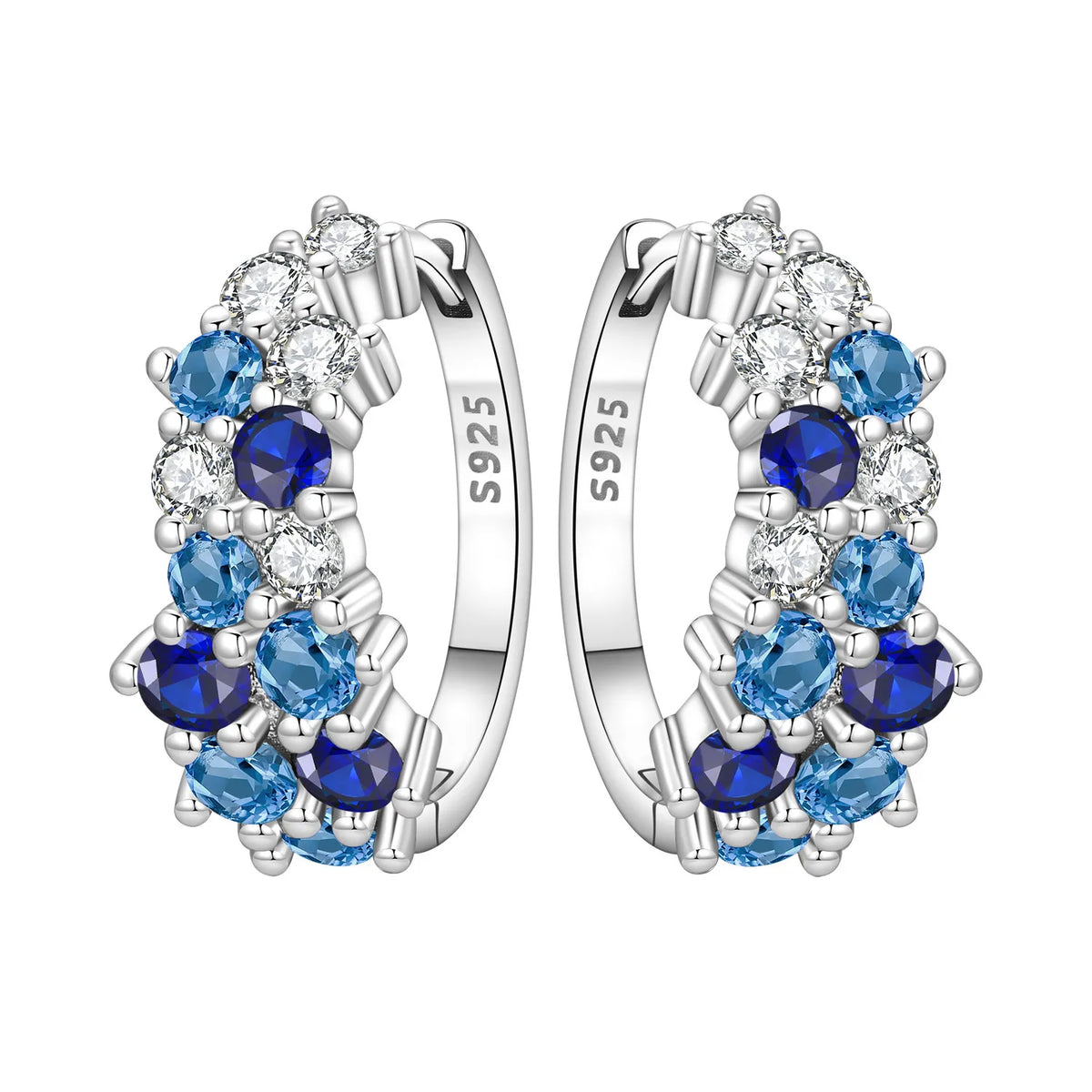 925 Silver Vine Heart Black Zircon Hoops