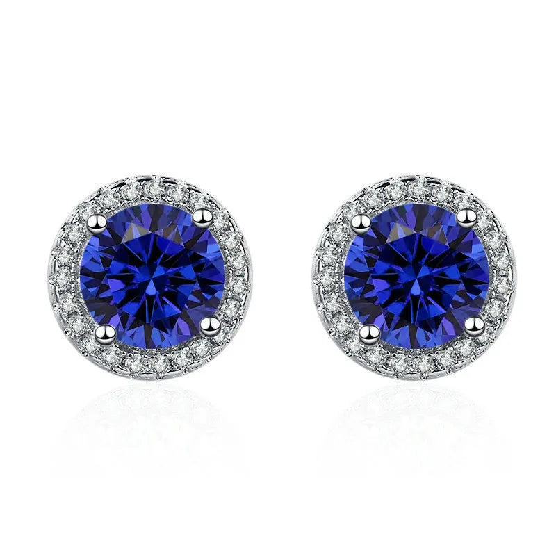 925 Silver Colored Zircon Stud Earrings