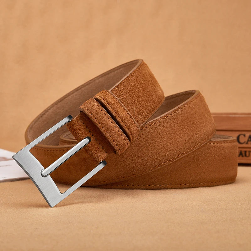 Plaid Suede Leather Pin Buckle Belt