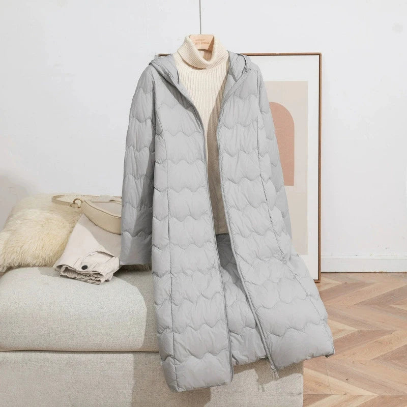 Women's Long Lightweight Duck Down Jacket
