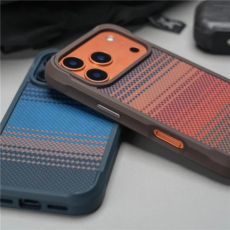 🧬 Geometric Tech Woven Magnetic Case