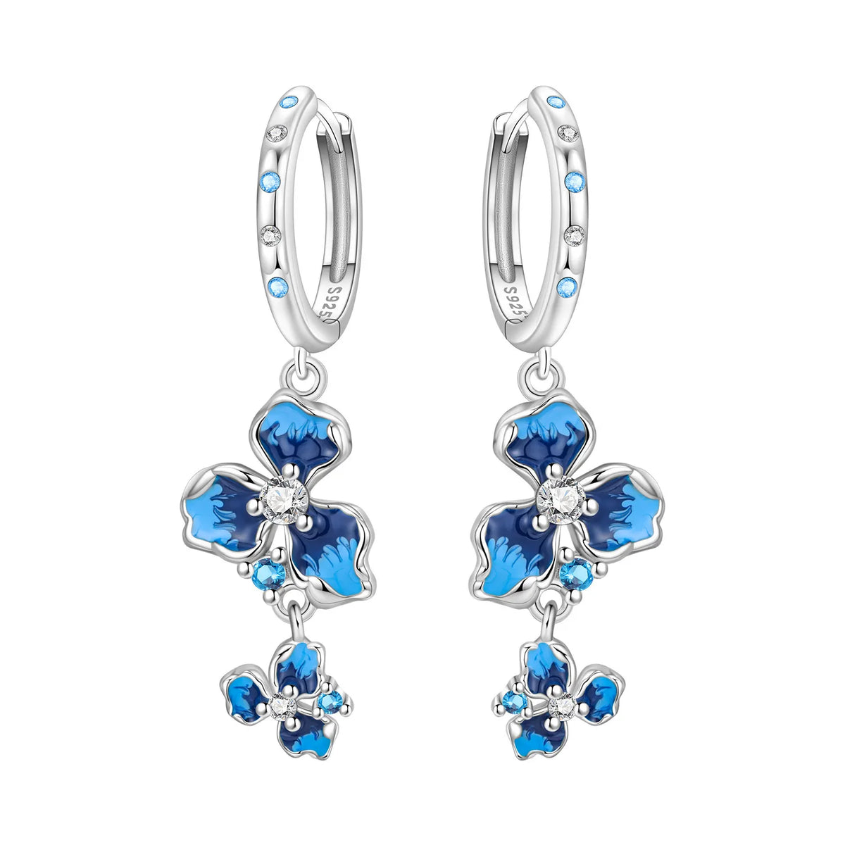 925 Silver Purple Hydrangea Earrings
