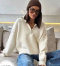 Stand Collar Zip Knit Sweater