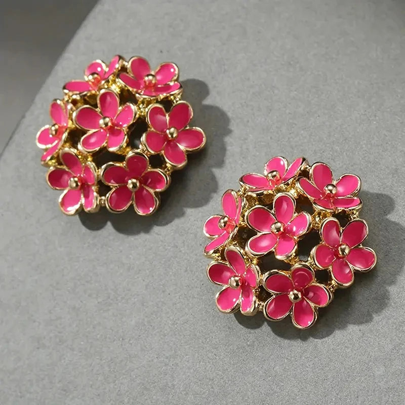 Enamel Flower Stud Earrings