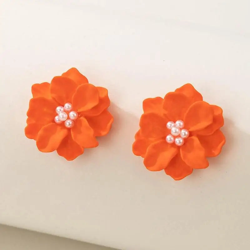 Colorful Enamel Big Flower Earrings